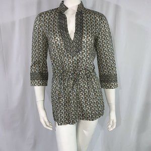 Tory Burch Cream & Gold Adelaide Elephant Pattern